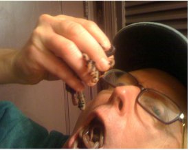 This image of a man eating worms is similar to one that was shown to subjects in the study. Source: Kevin B. Smith, et al., 'Disgust Sensitivity and the Neurophysiology of Left-Right Political Orientations,' www.plosone.org, Oct. 19, 2011